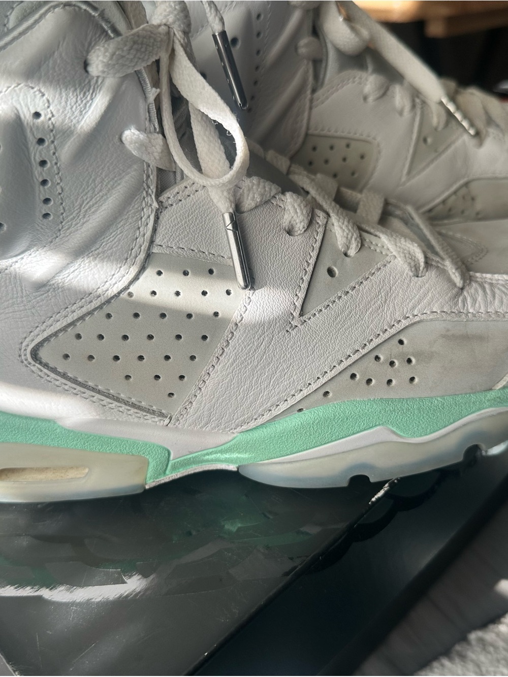 Nike Kids White High-Top Sneakers with Mint Green Midsole
